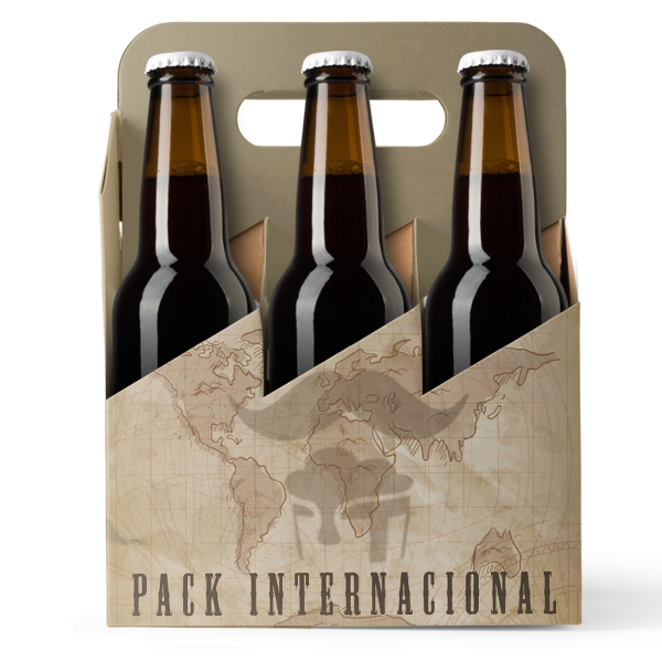 Cerveza artesanal Pack Internacional en la birroteca de bigote blanco