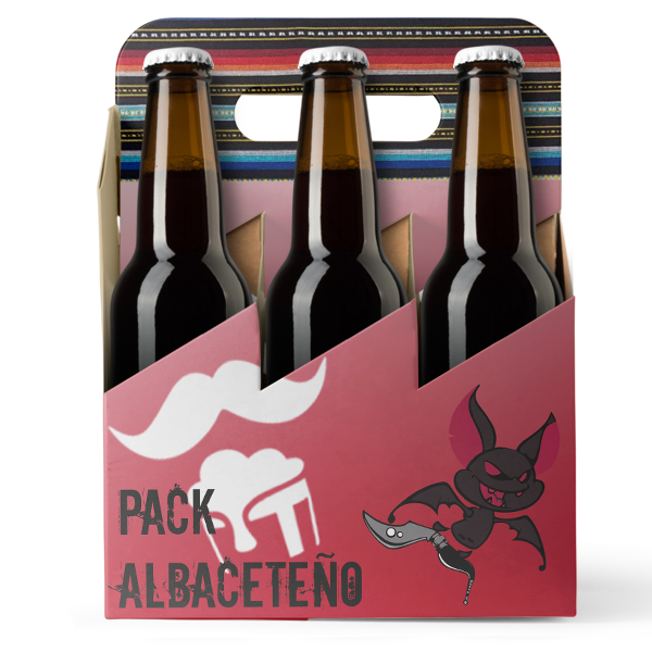 Cerveza artesanal Pack Albaceteñas en la birroteca de bigote blanco